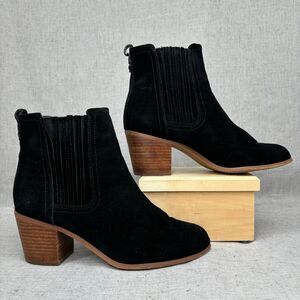 Sam Edelman Lance Boots Black Suede Leather Ankle Bootie Women's Size 10